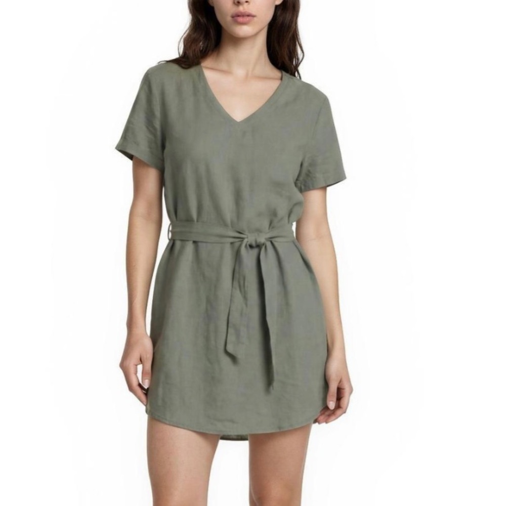 cloth & stone for Anthropologie Olive Liv Tie-Waist V-Neck Mini Dress